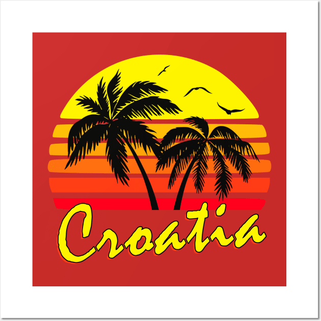 Croatia Retro Sunset Wall Art by Nerd_art